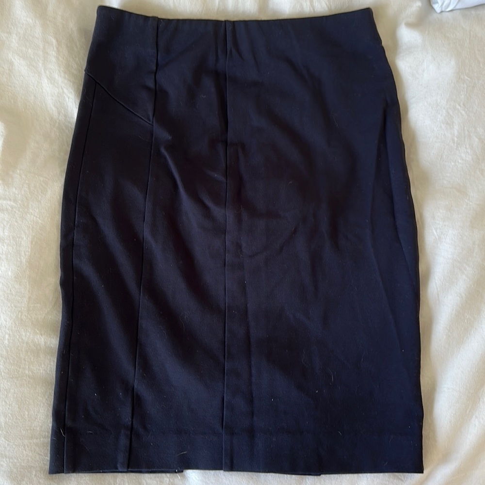 Navy Blue Midi Pencil Skirt, Soft Stretchy Material Ann Taylor